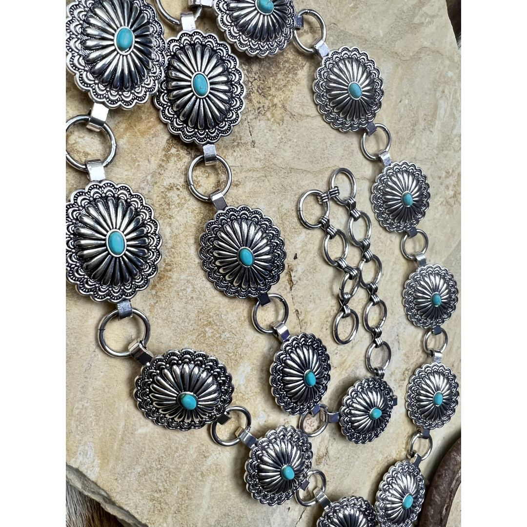 Turquoise Stone Sunburst Hip Belt - Cassie's Creekside Boutique