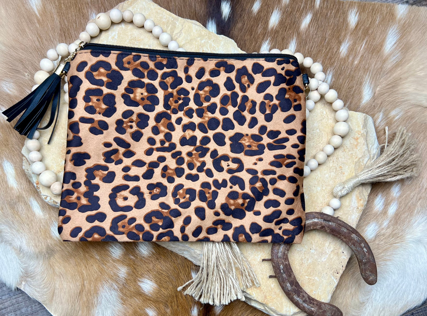LUXE LEOPARD TASSEL CROSSBODY CLUTCH - Cassie's Creekside Boutique