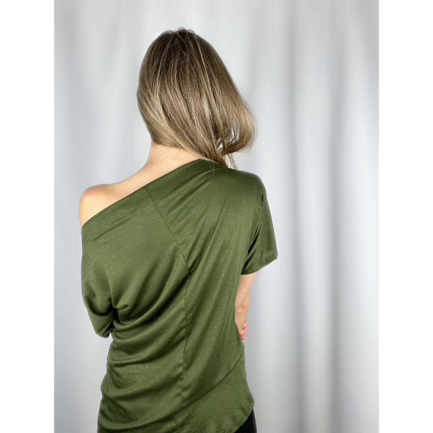 Olive Draped Off The Shoulder Top - Cassie's Creekside Boutique