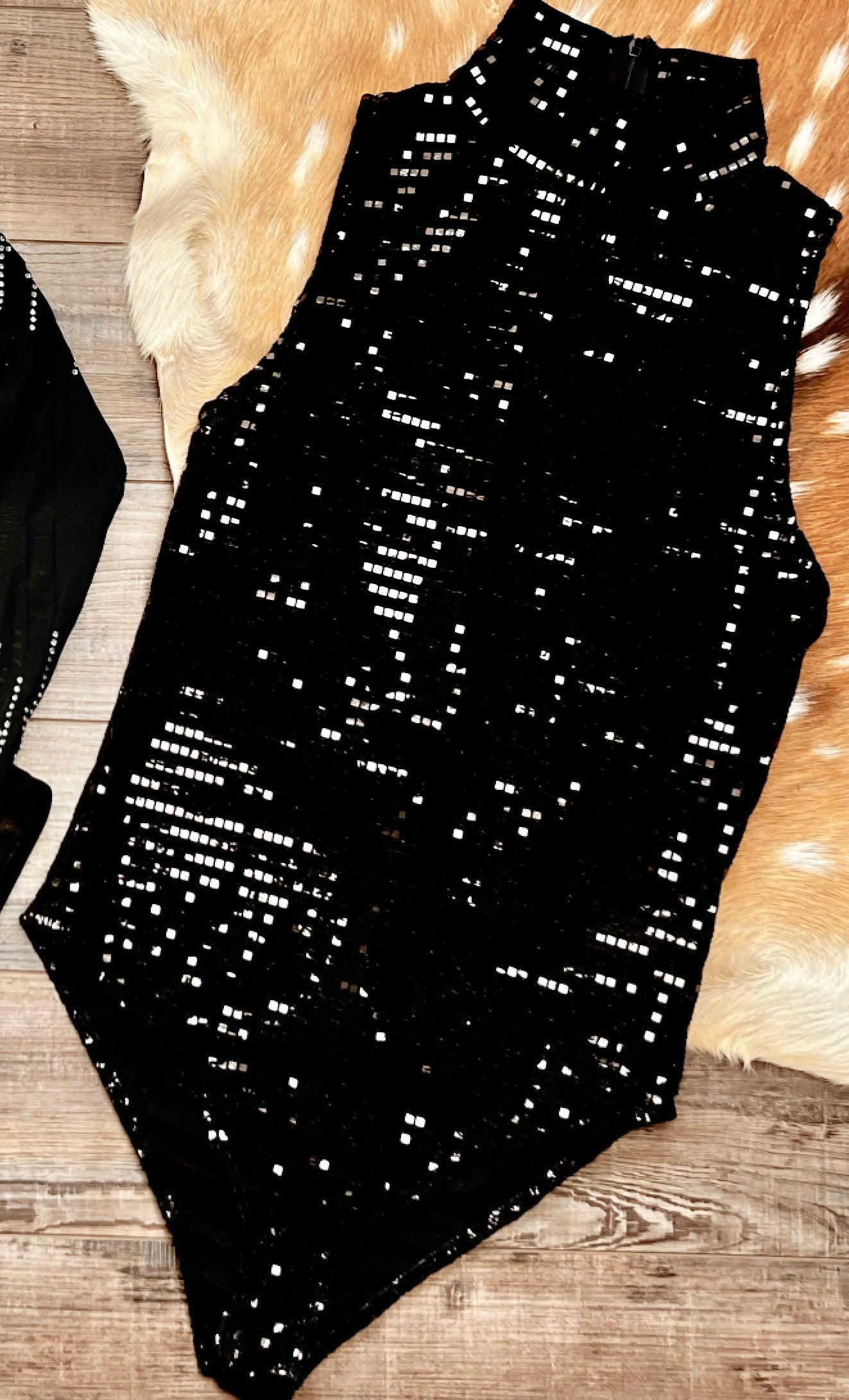 Black Sleeveless Embellished Fabric Bodysuit - Cassie's Creekside Boutique