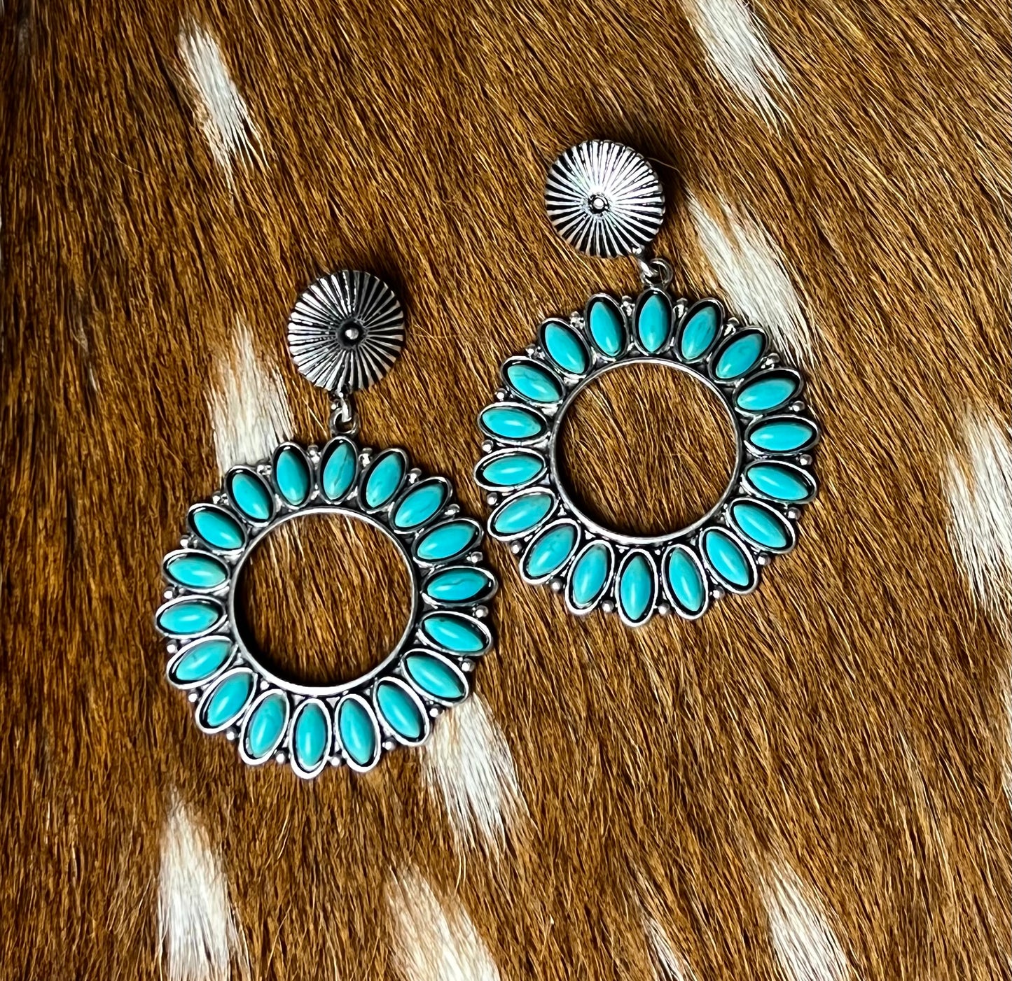 Turquoise Beaded Circle Earrings - Cassie's Creekside Boutique