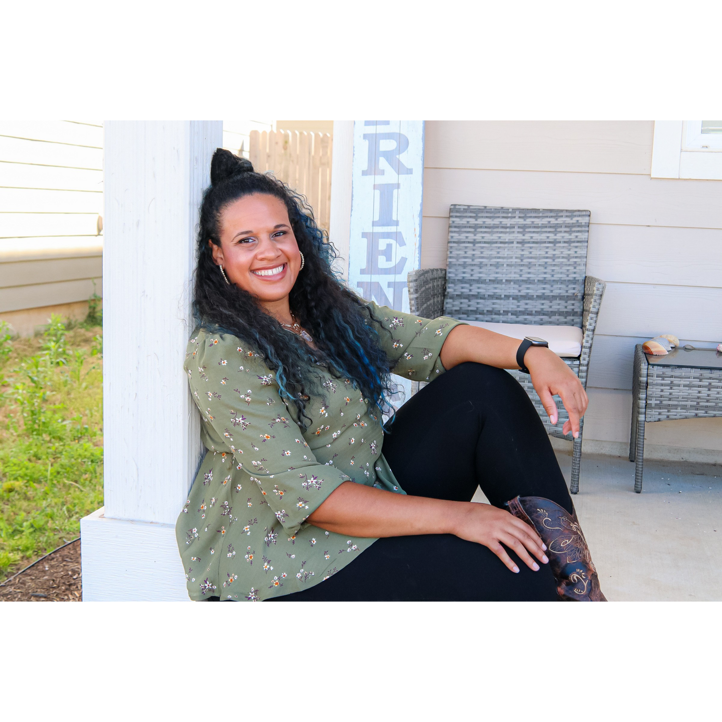 Olive Floral Baby Doll Top - Cassie's Creekside Boutique