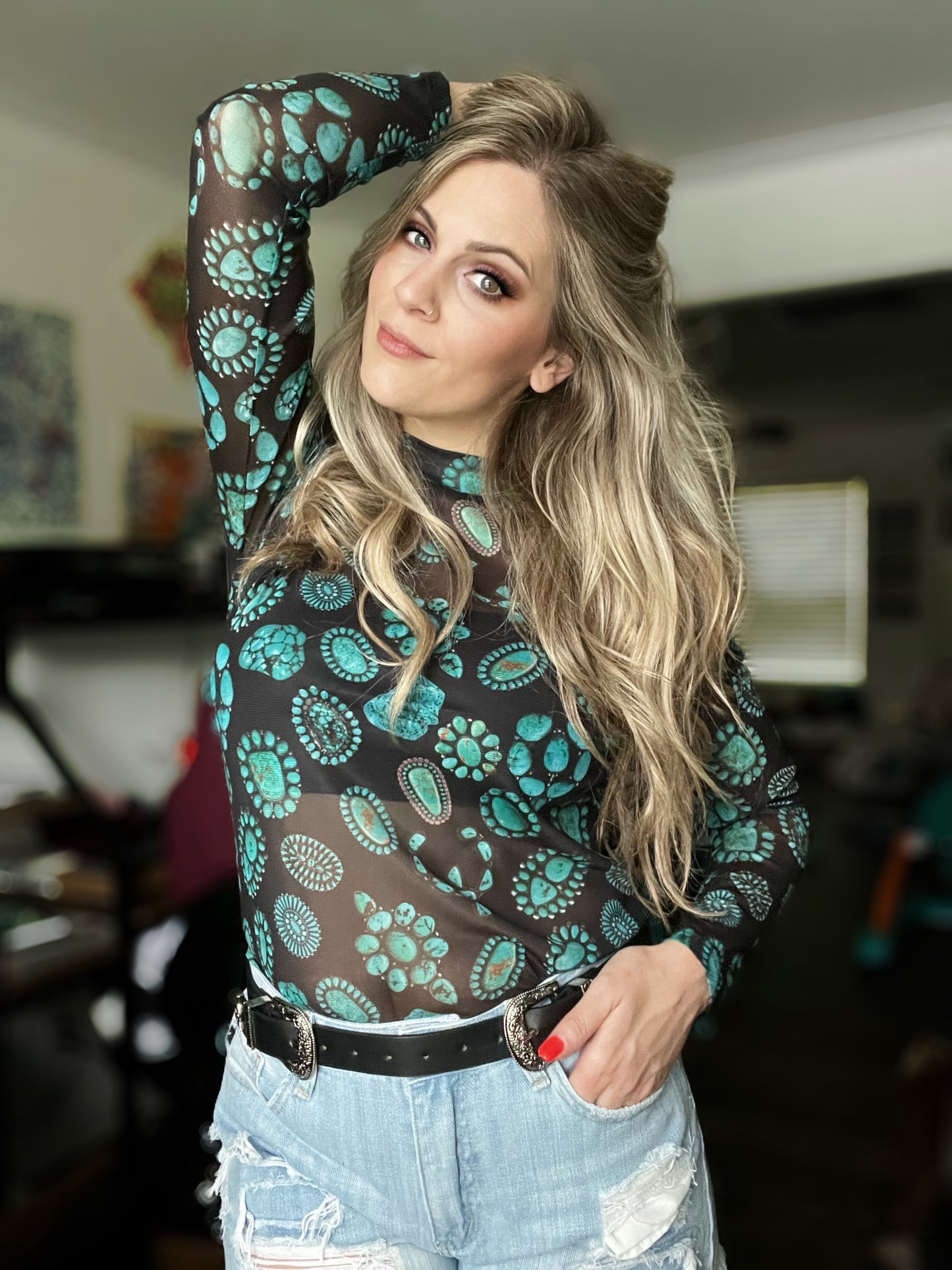 Forever In Turquoise Mesh Top