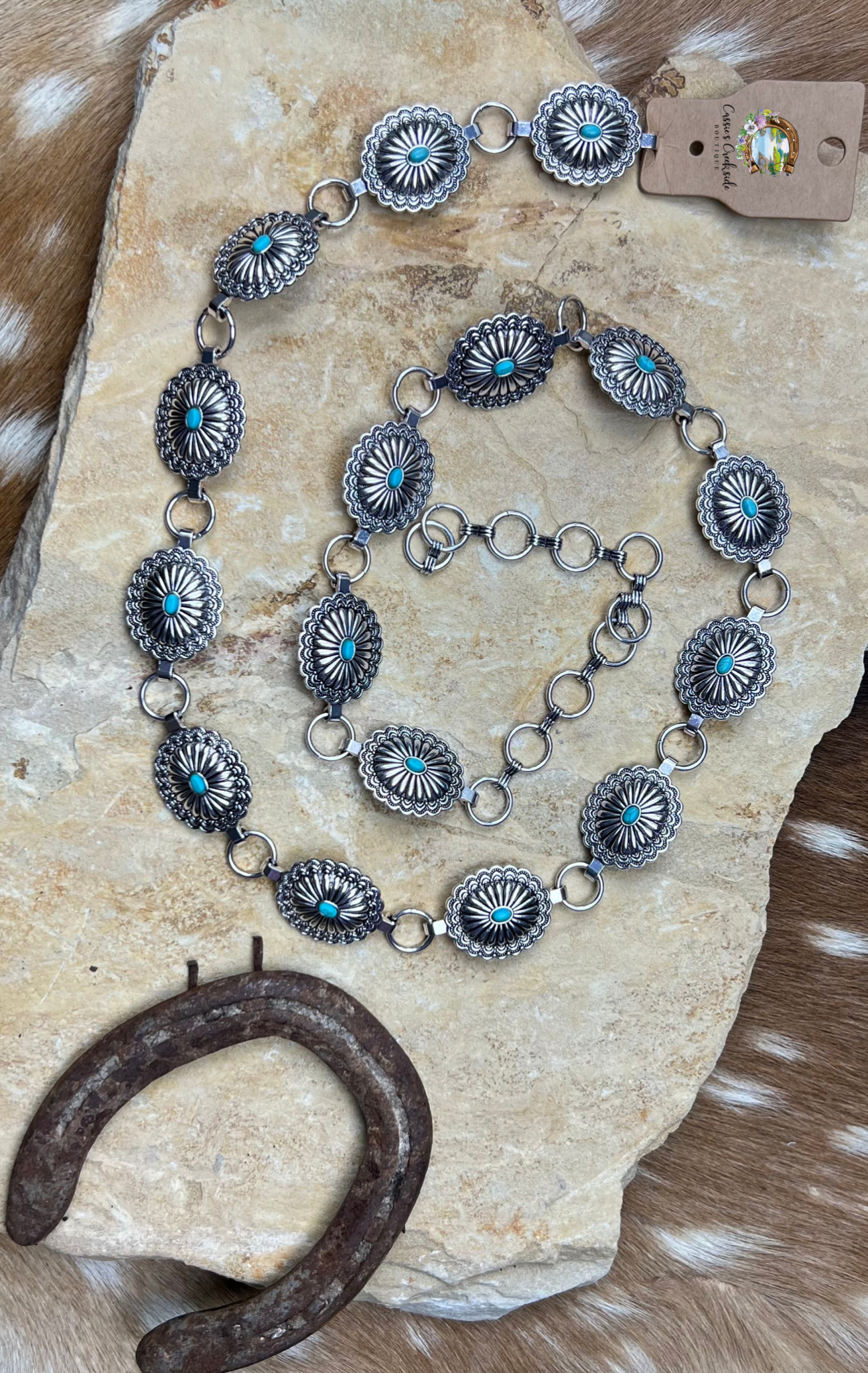 Turquoise Stone Sunburst Hip Belt - Cassie's Creekside Boutique