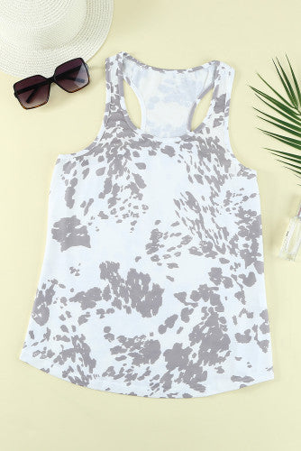 Cow Print Racerback Tank - Cassie's Creekside Boutique