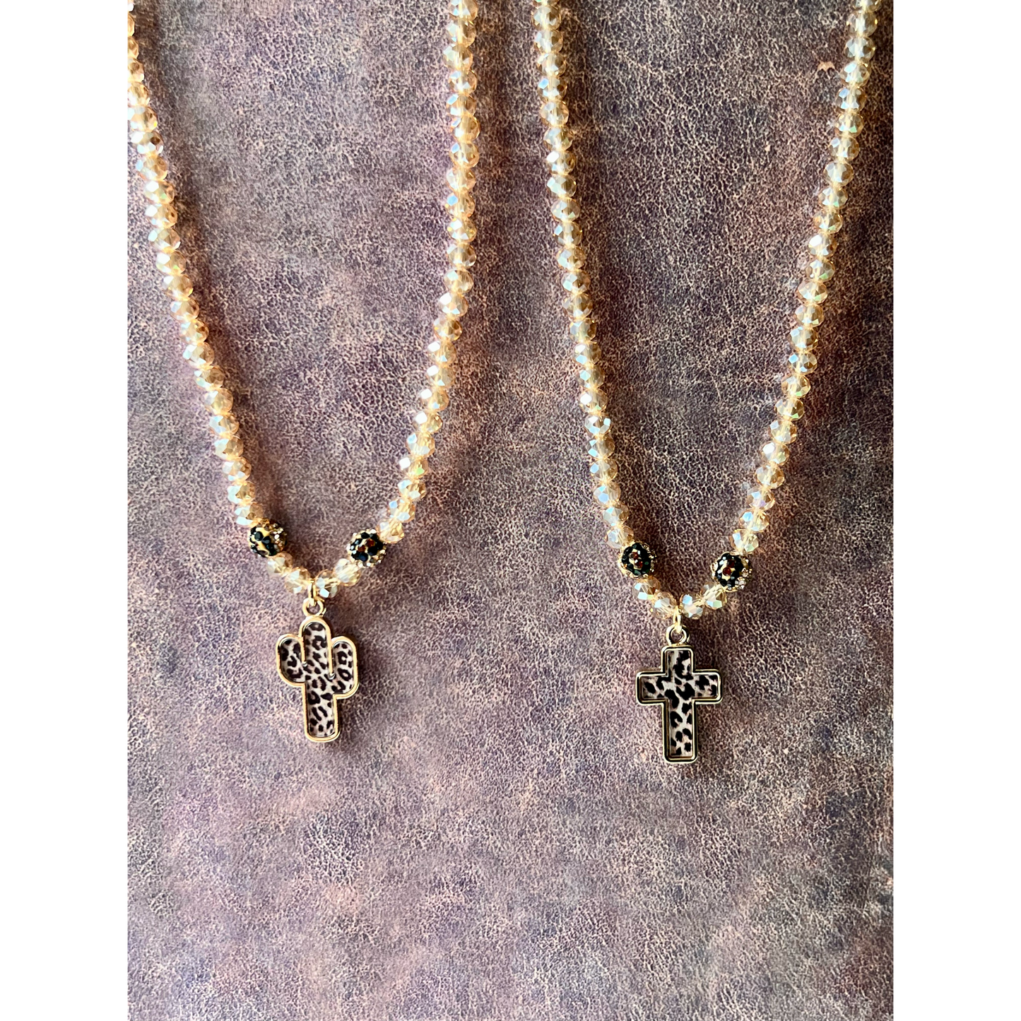 Western Glass Bead Leopard print Pendant Necklace - Cassie's Creekside Boutique