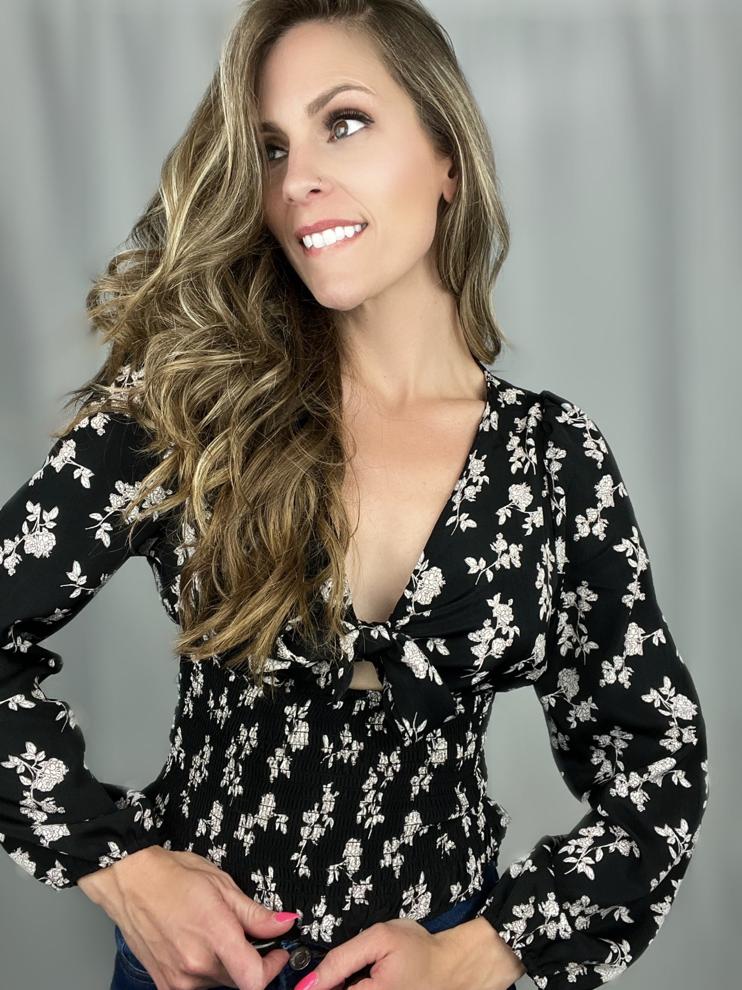 Mitsy Floral Smock Top - Cassie's Creekside Boutique