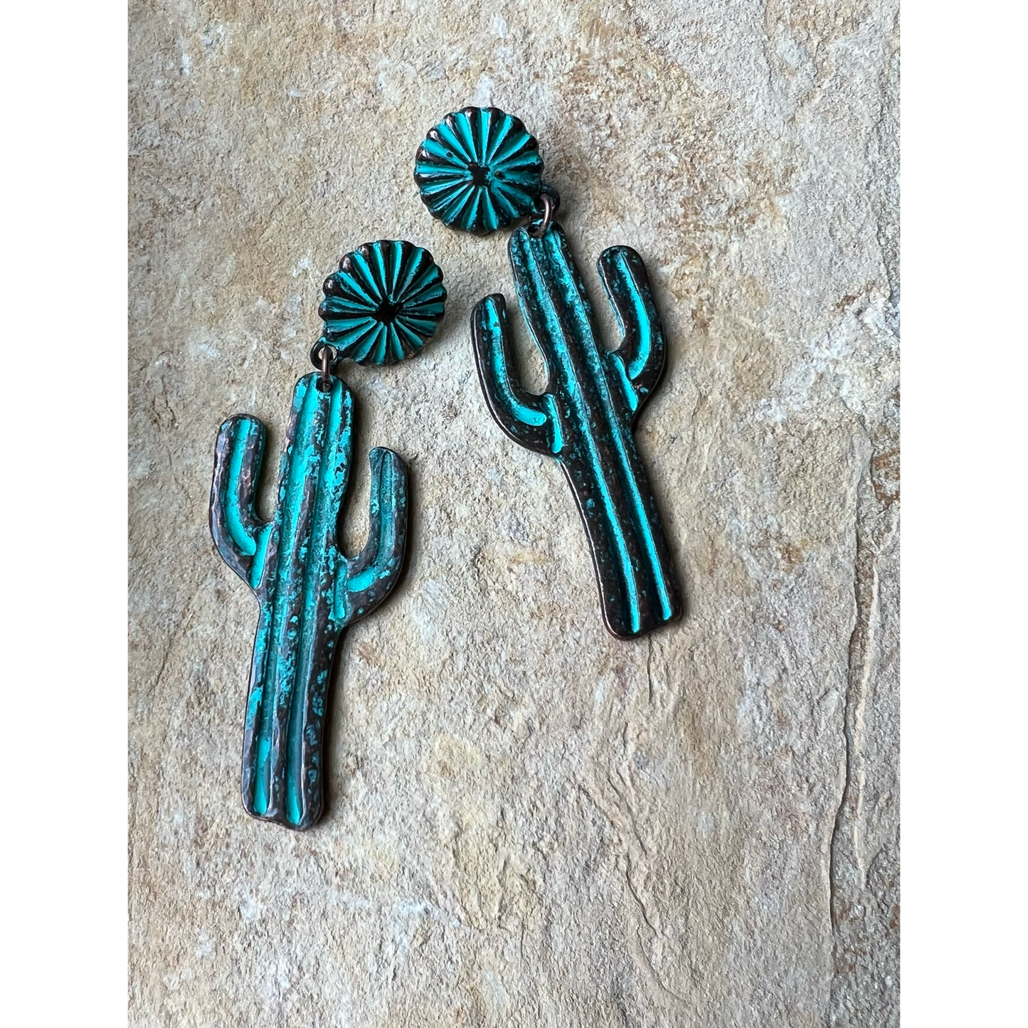 Turquoise Cactus Dangle earrings - Cassie's Creekside Boutique