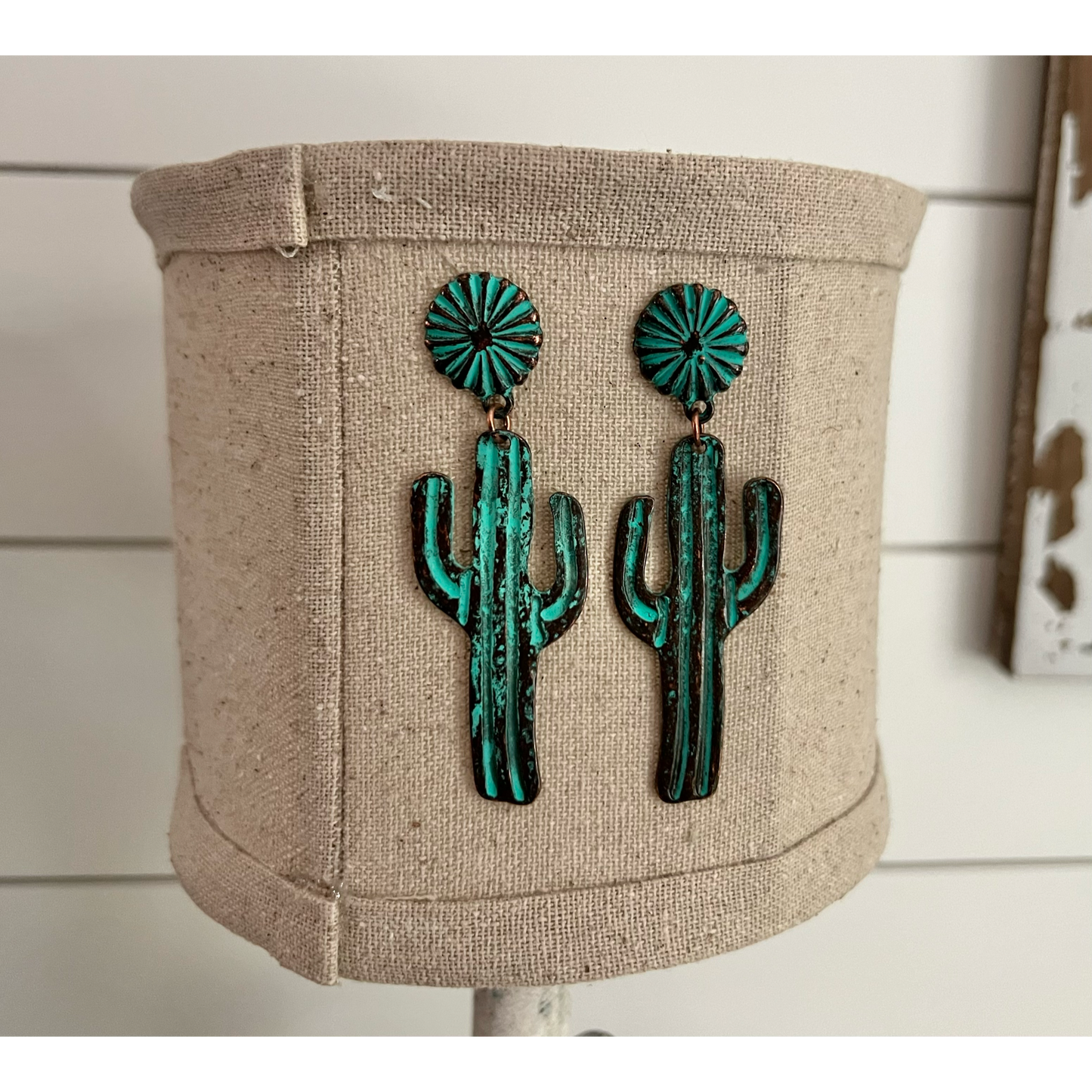 Turquoise Cactus Dangle earrings - Cassie's Creekside Boutique