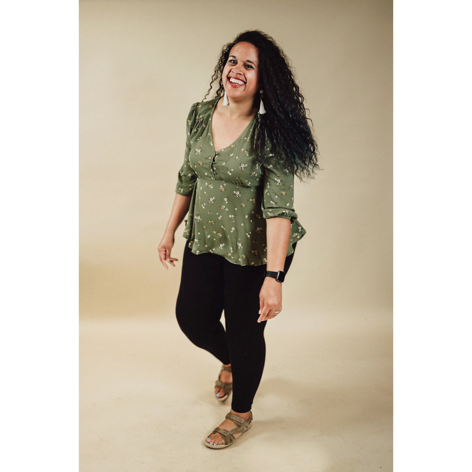 Olive Floral Baby Doll Top - Cassie's Creekside Boutique