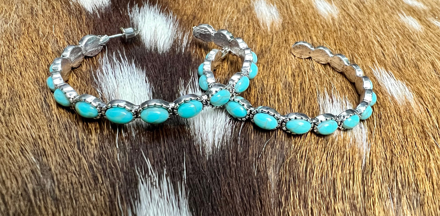 Turquoise C Hoop Earrings - Cassie's Creekside Boutique