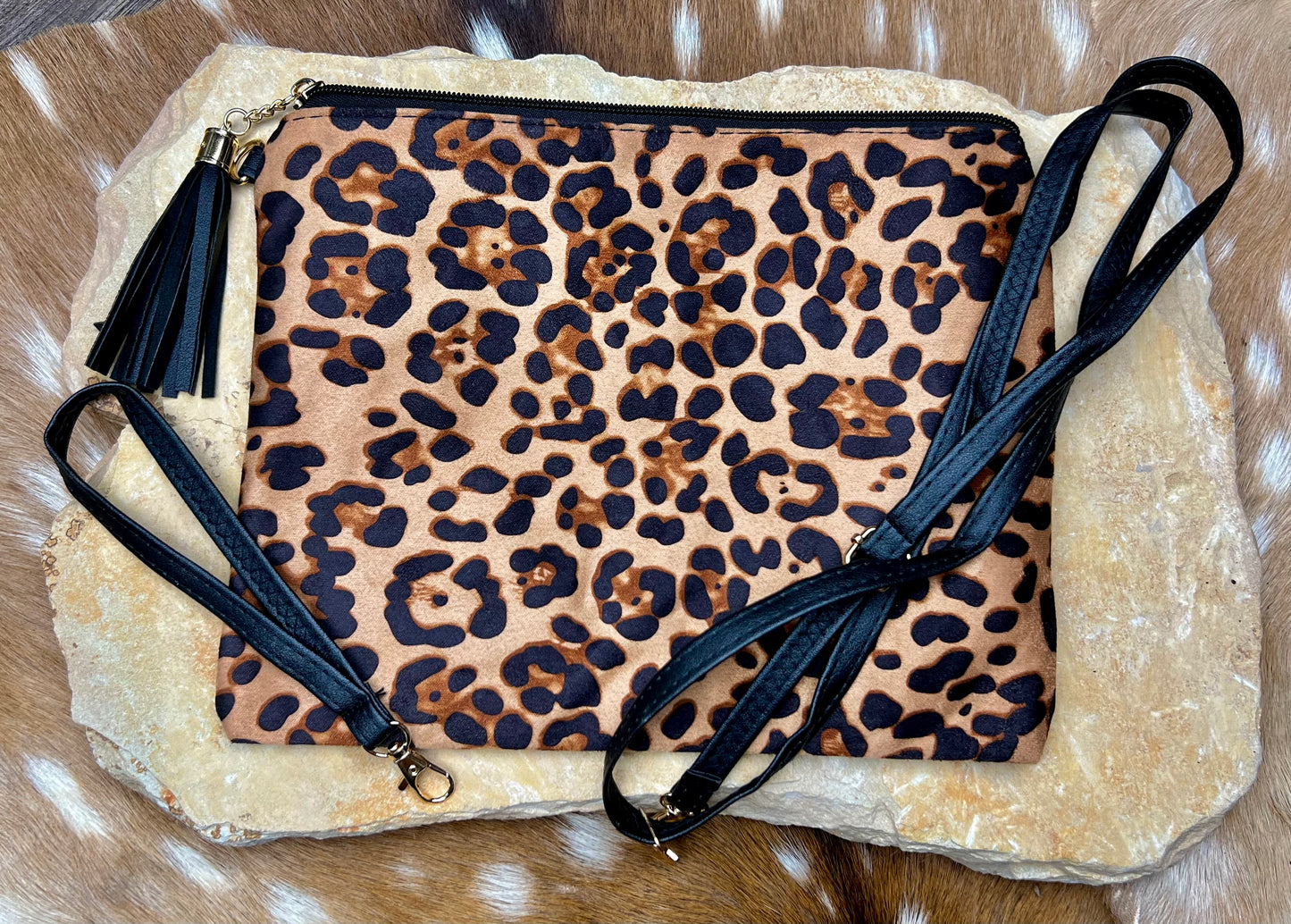 LUXE LEOPARD TASSEL CROSSBODY CLUTCH - Cassie's Creekside Boutique