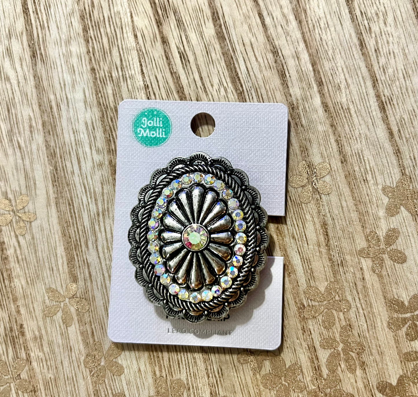 IRIDESCENT CRYSTAL KOLA CONCHO SILVERTONE PHONE GRIP - Cassie's Creekside Boutique