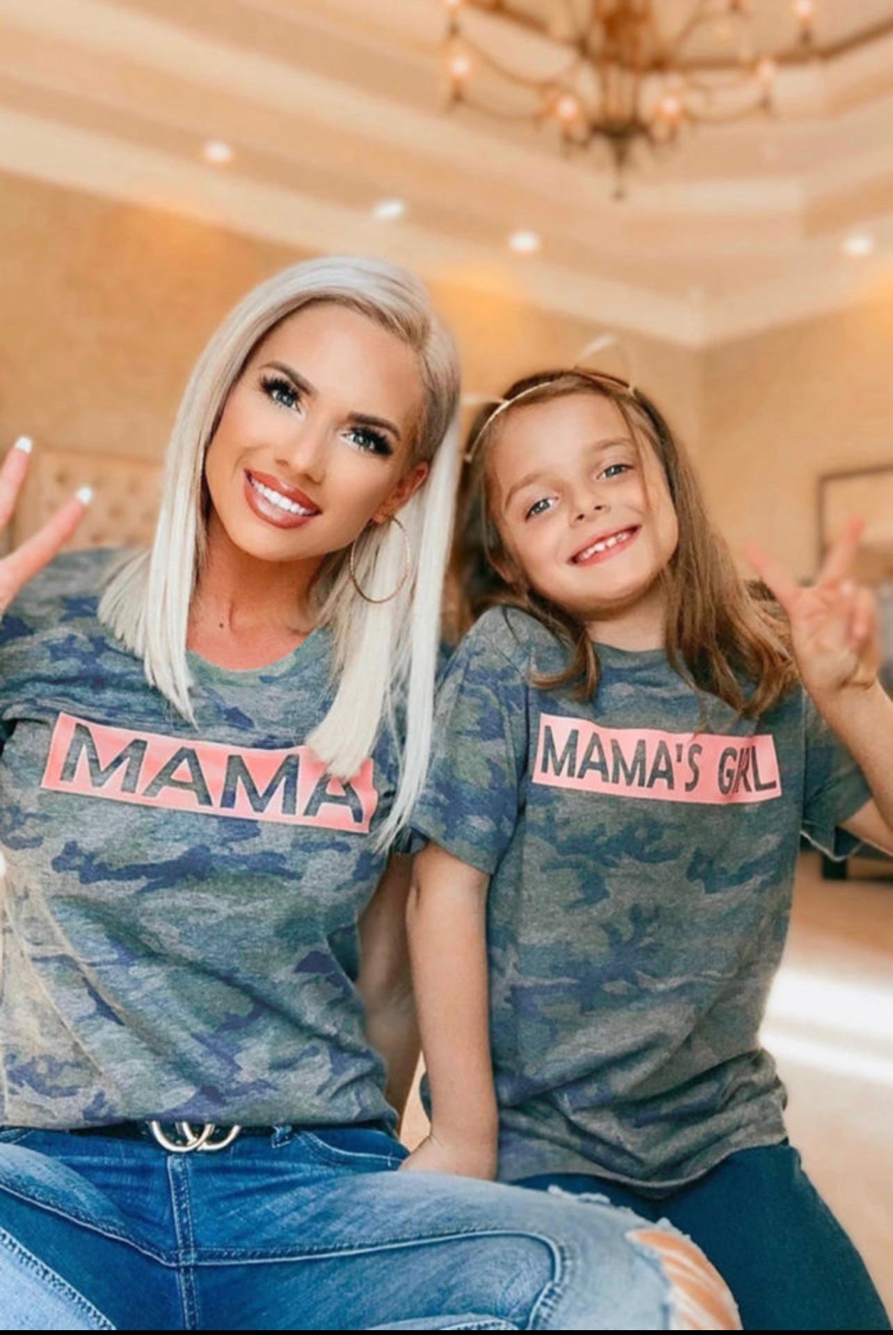 Coral Mama Camo Tee - Cassie's Creekside Boutique