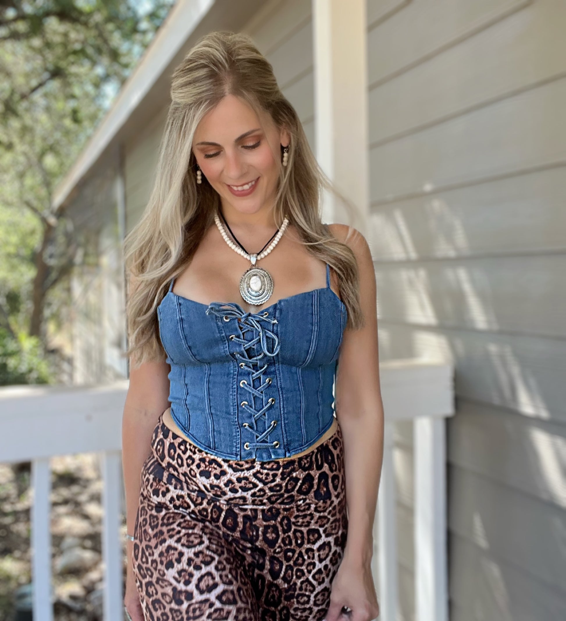 Criss-Cross Cami Denim Top - Cassie's Creekside Boutique
