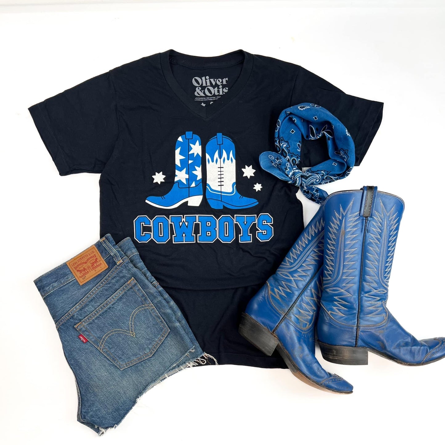 Cowboys V-Neck Graphic Tee - Cassie's Creekside Boutique
