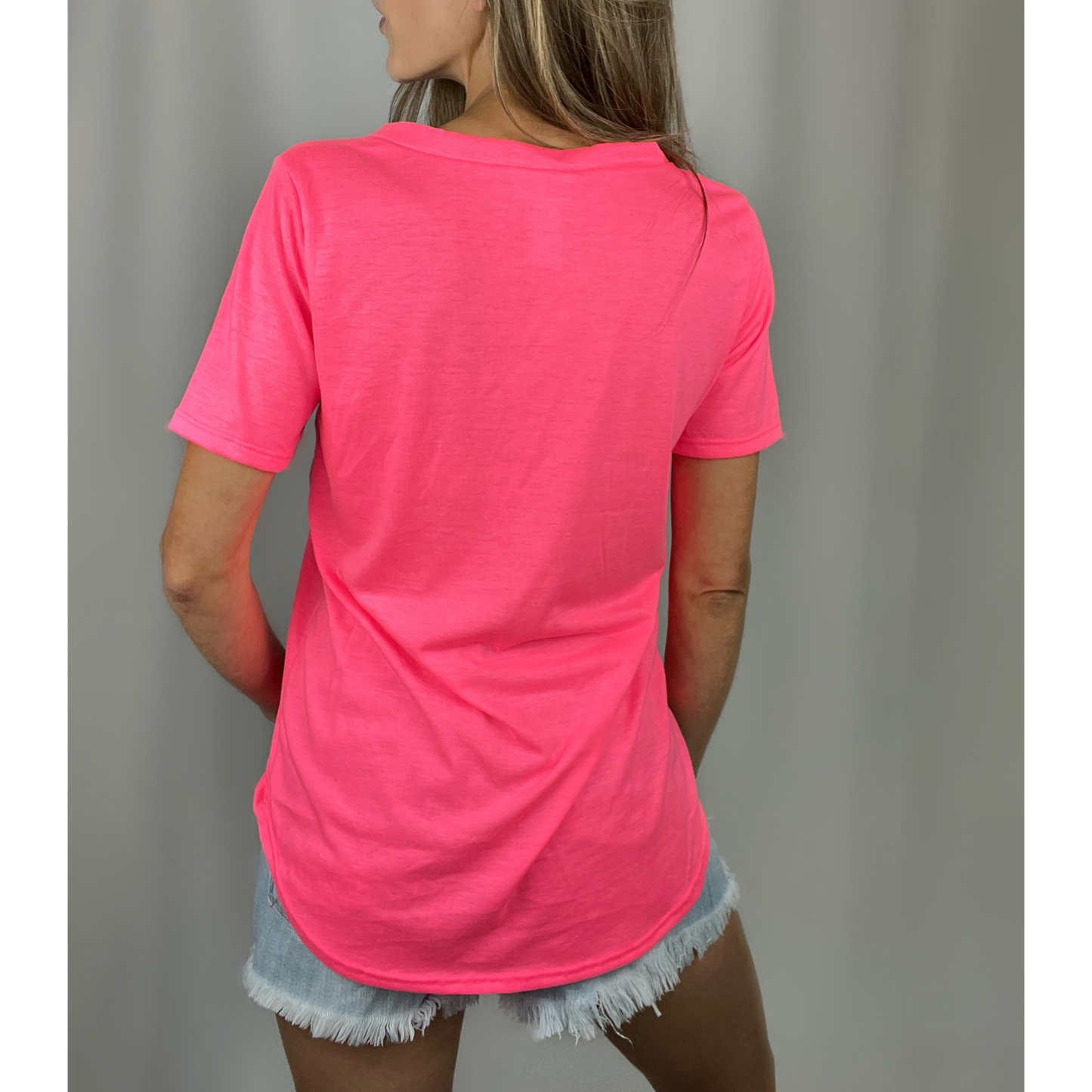 Pink V-Neck Strappy Tee - Cassie's Creekside Boutique