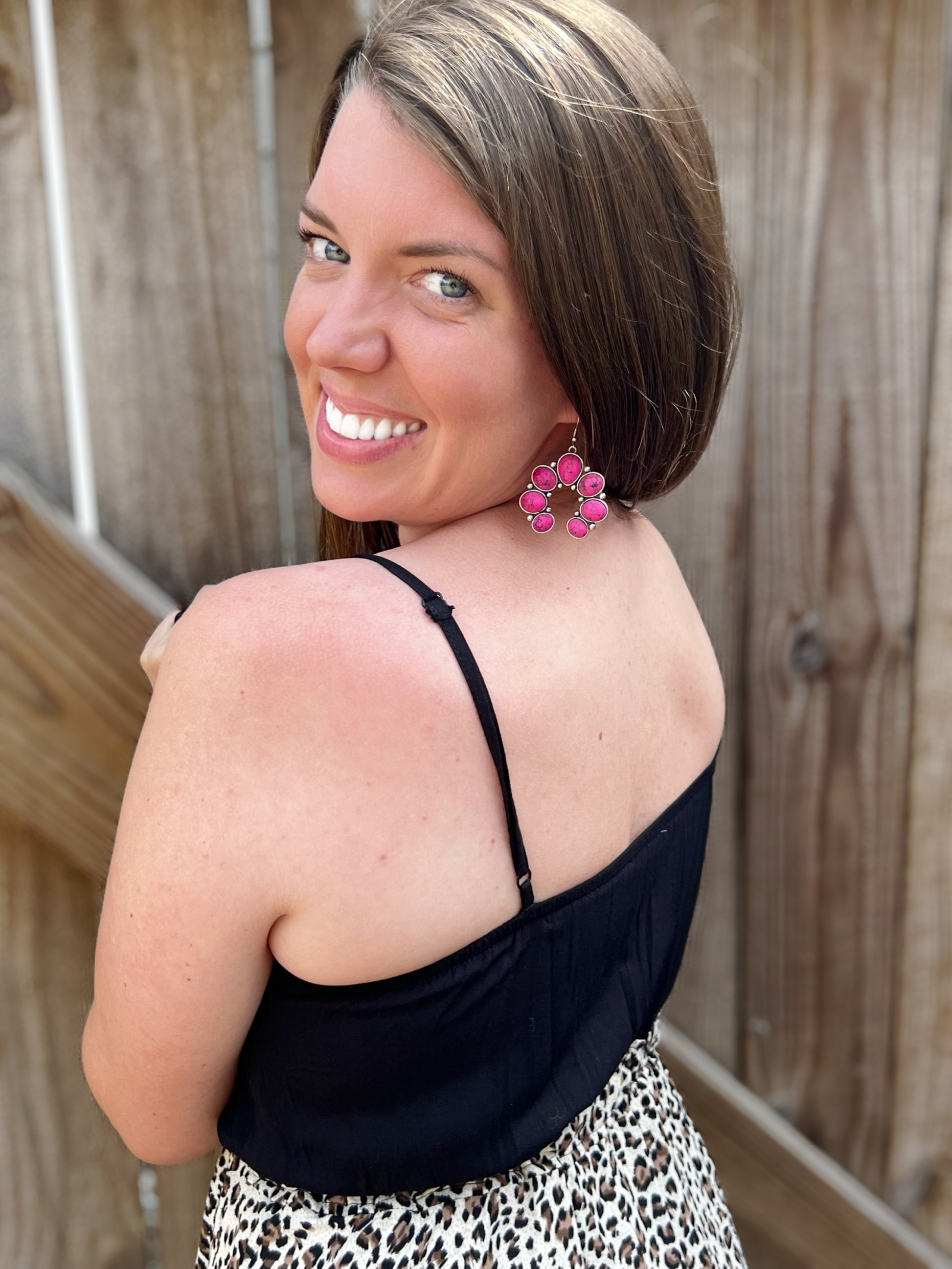 Fuchsia Pink Rowena Squash Blossom Earrings - Cassie's Creekside Boutique