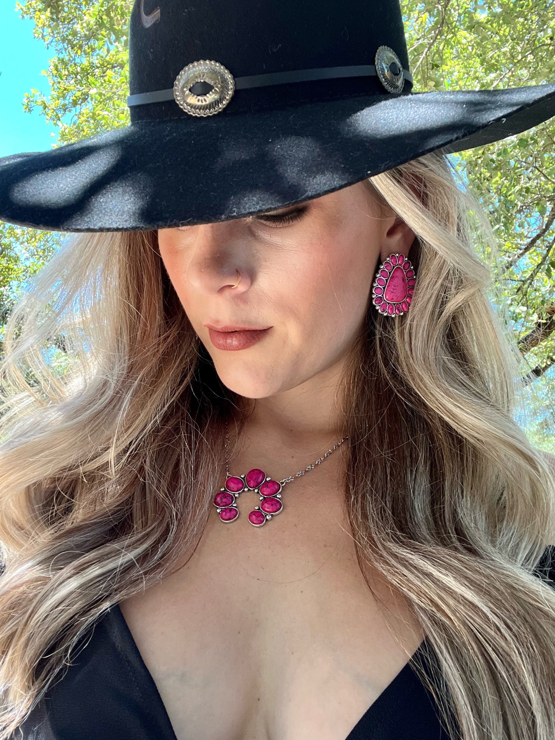 Pink Rowena Squash Blossom Necklace - Cassie's Creekside Boutique