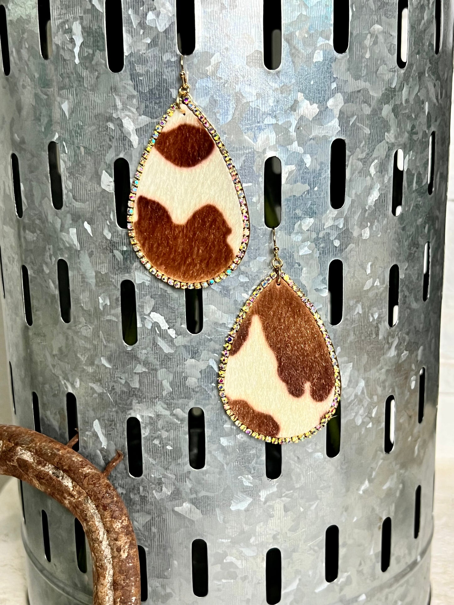Brown Cow Teardrop Earrings - Cassie's Creekside Boutique