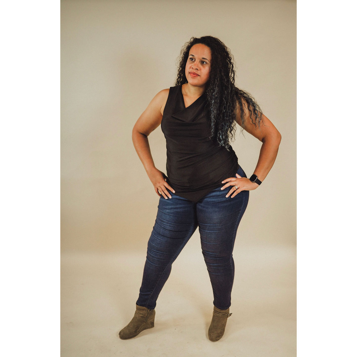 The Little Black Ruched Tank Top