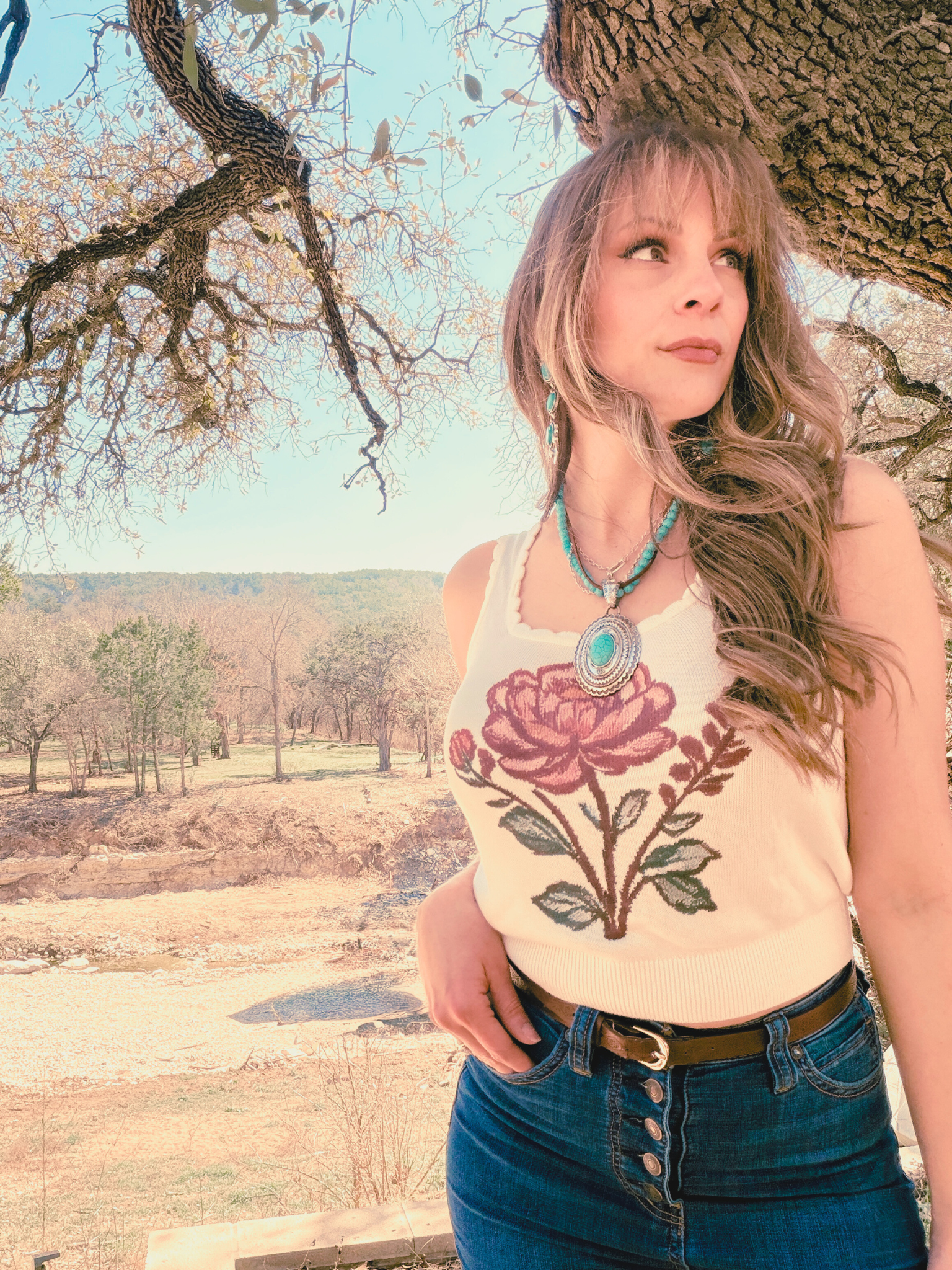 Rustic Floral Knitted Tank - Cassie's Creekside Boutique