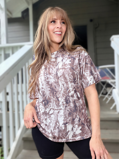 The Backroad Babe Dark Camo Oversized Tee - Cassie's Creekside Boutique