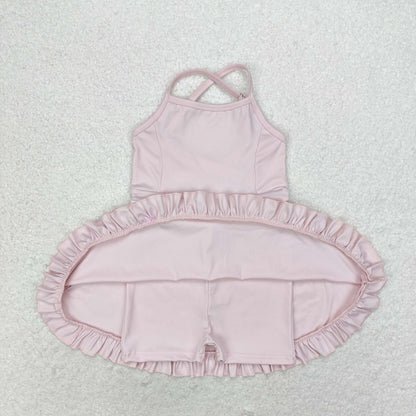 Girls Pink and Ruffled Active Dress