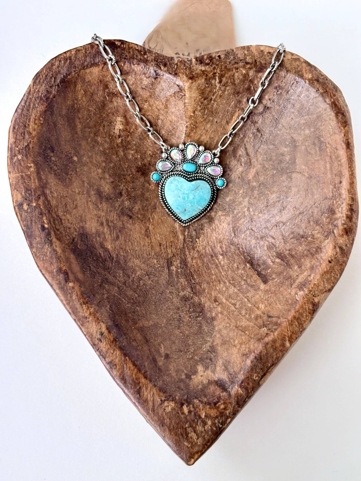 Turquoise Stone Heart Western Necklace