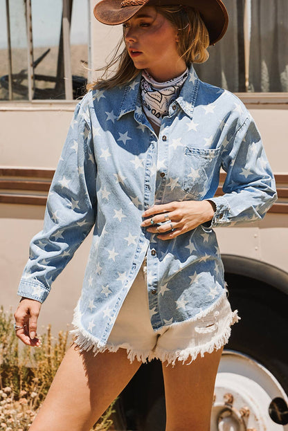Lucky Stars Denim Button Up