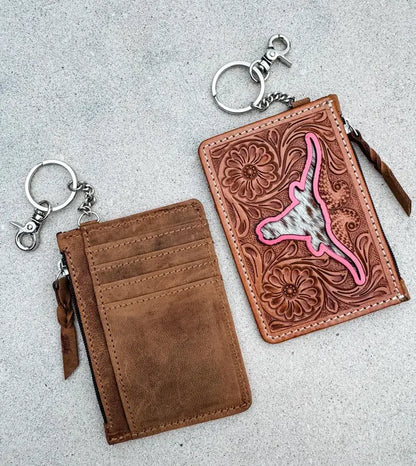 Longhorn Cowhide Keychain Walle