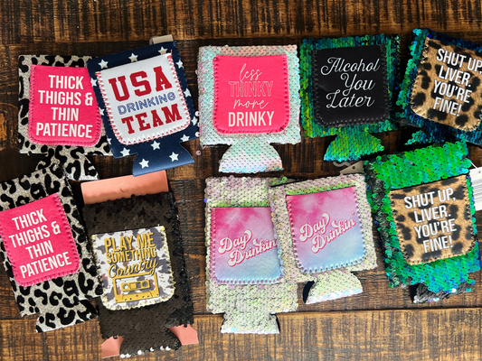 Humor Sequin Can Coolers