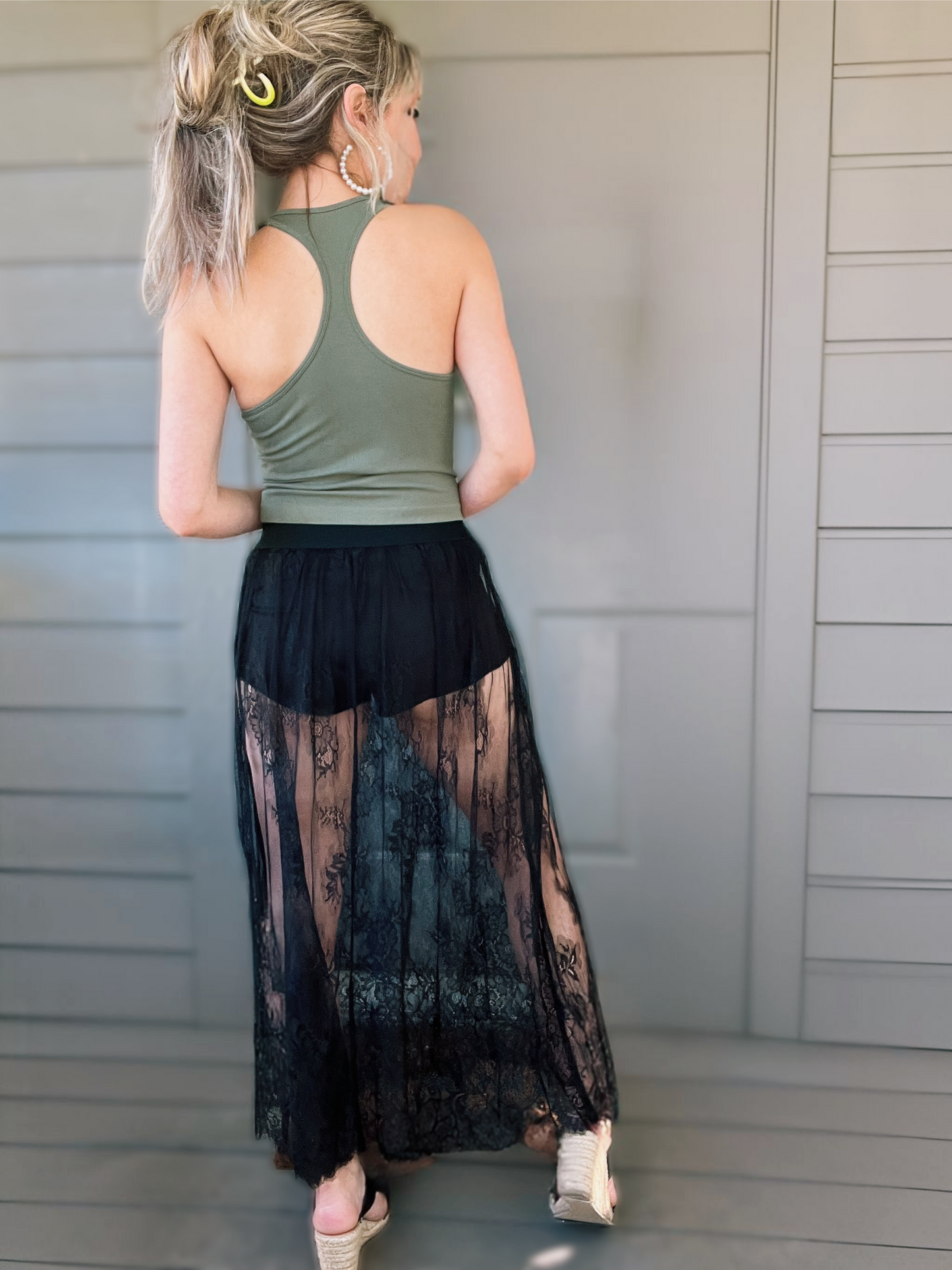 Black Lace Maxi Skirt