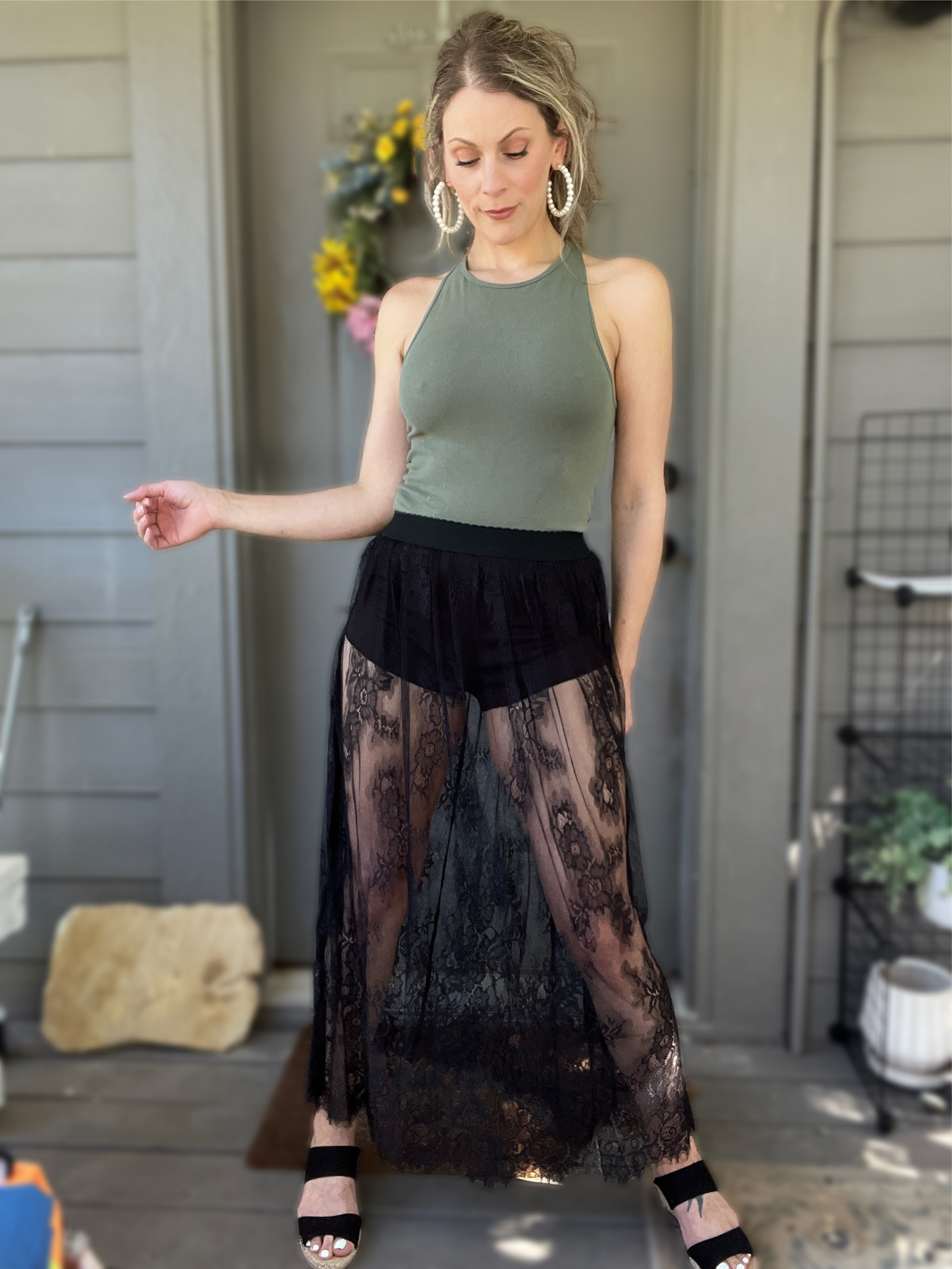 Black Lace Maxi Skirt