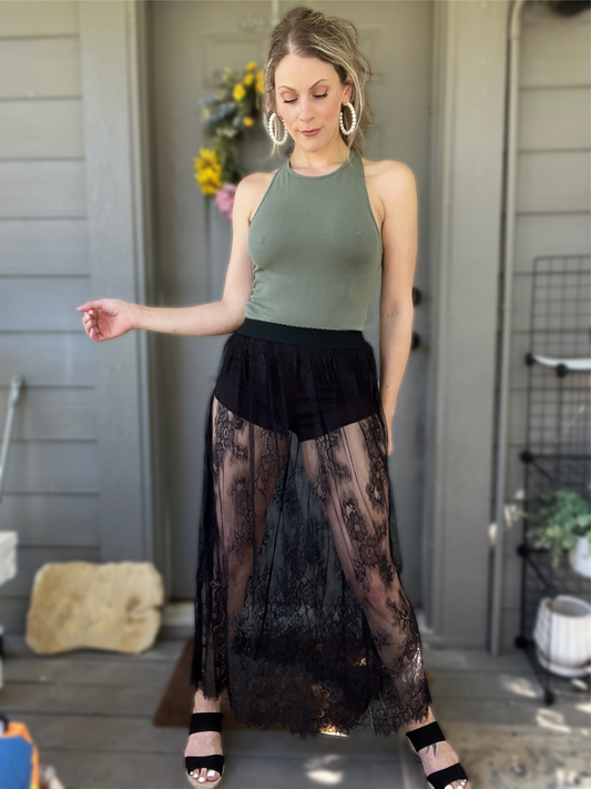 Black Lace Maxi Skirt