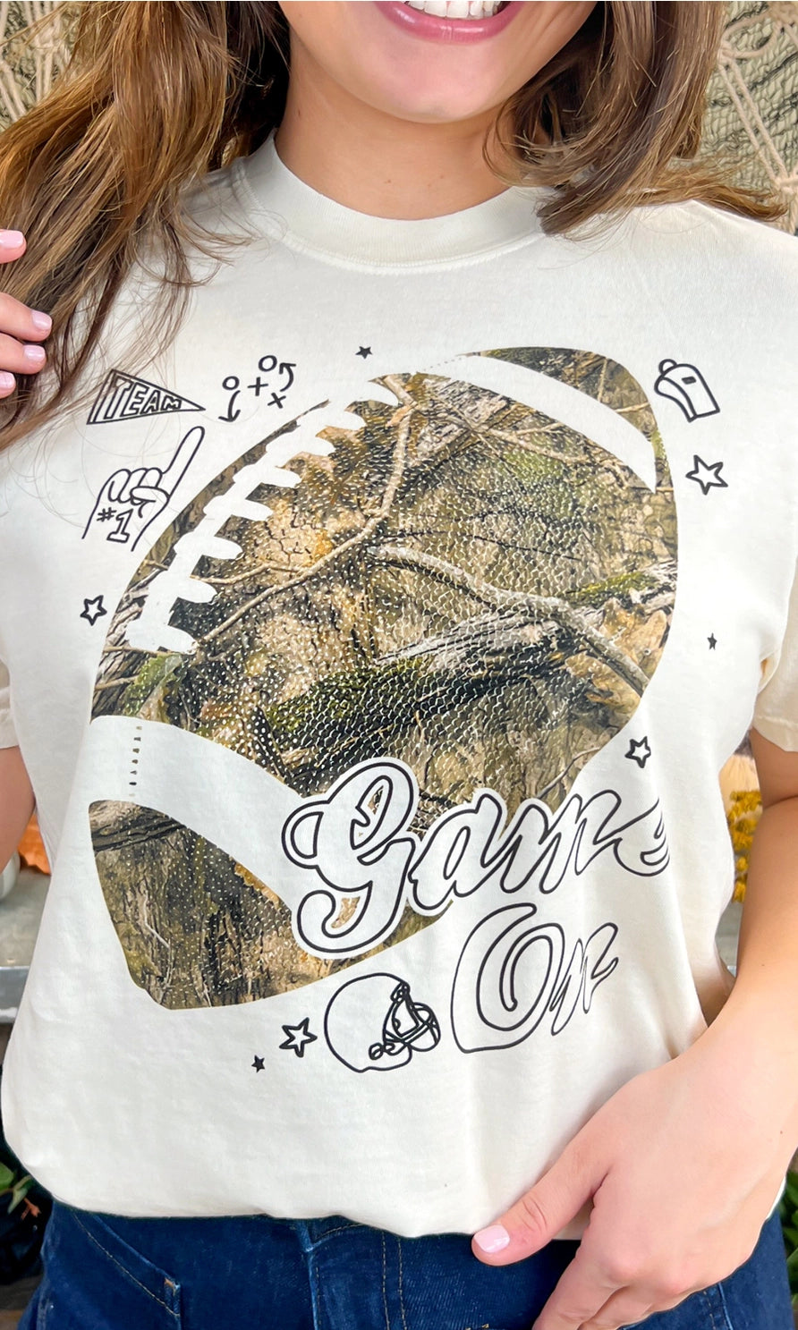 Camo Football Game On T-Shirt