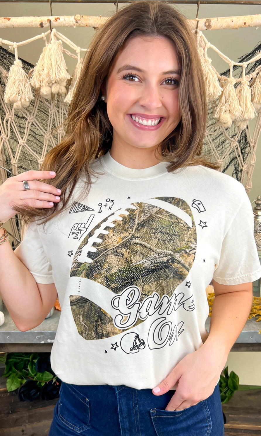 Camo Football Game On T-Shirt