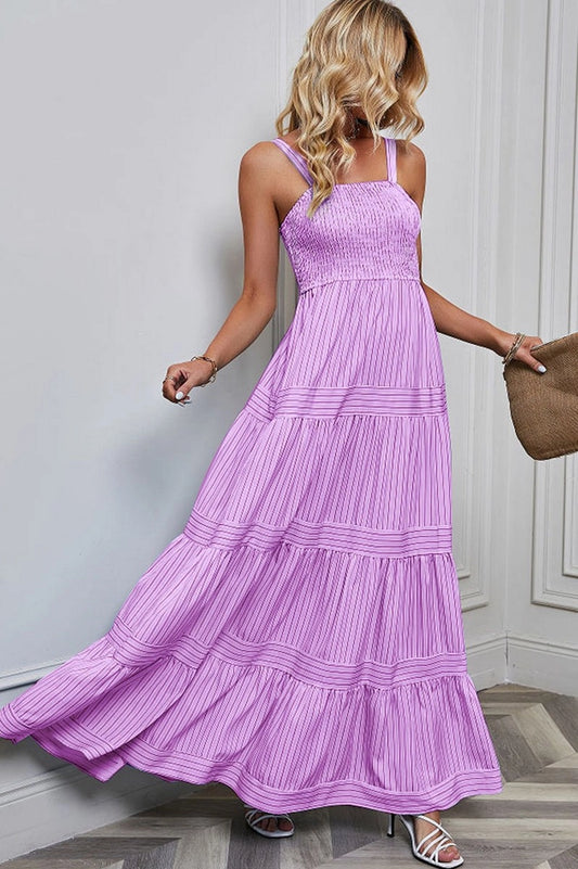 Purple Striped Maxi Dress