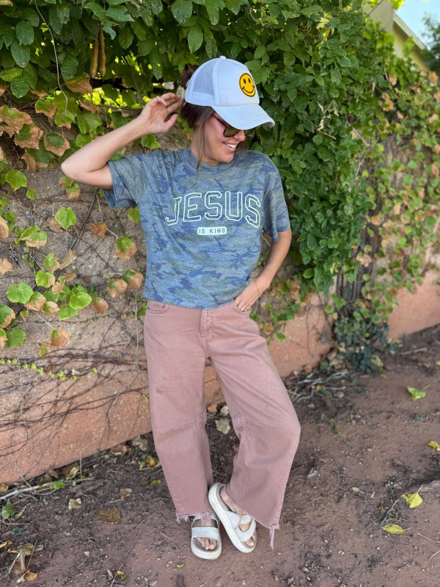 JESUS Is KING Boxy Camo Tee