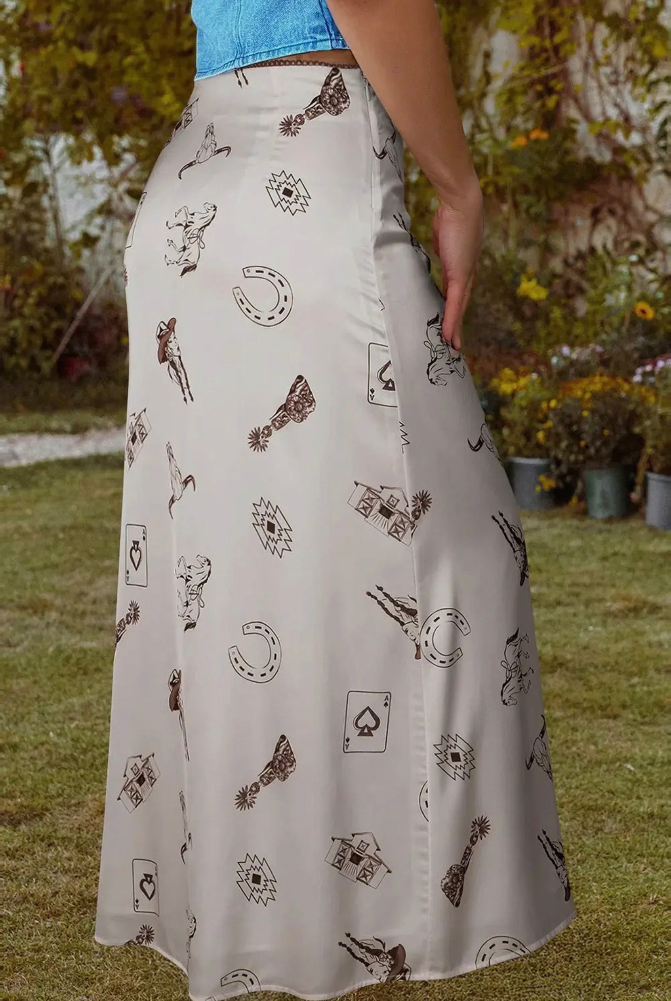 Vintage Cowgirl Satin Skirt