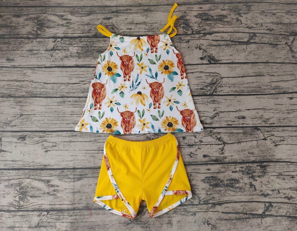 Girls Highland Cows and Flowers Set