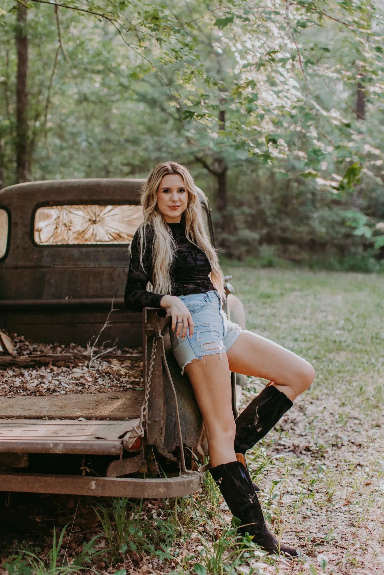 Western Sunshine Black Mesh Top - Cassie's Creekside Boutique