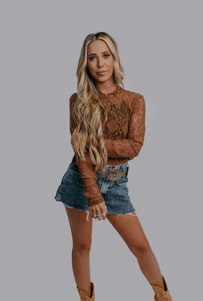 Caramel Roses Lace Top - Cassie's Creekside Boutique