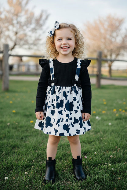 Mae's Knitted Black Cow print Dress - Cassie's Creekside Boutique