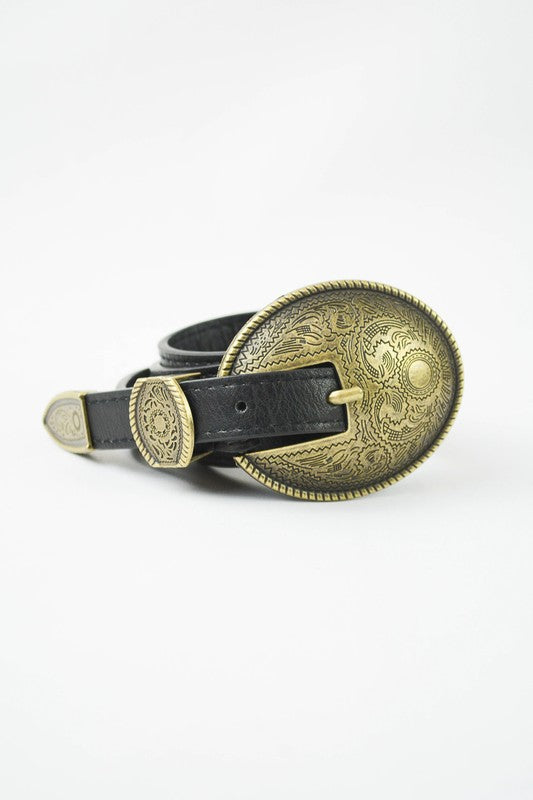 Vintage Oval Buckle Western Belt - Cassie's Creekside Boutique