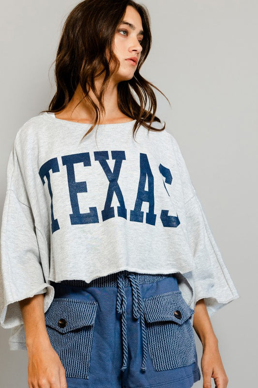 TEXAS Oversized Graphic Crop Top