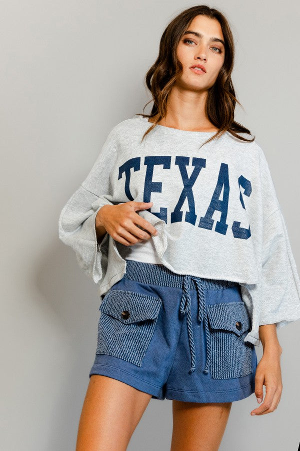 TEXAS Oversized Graphic Crop Top