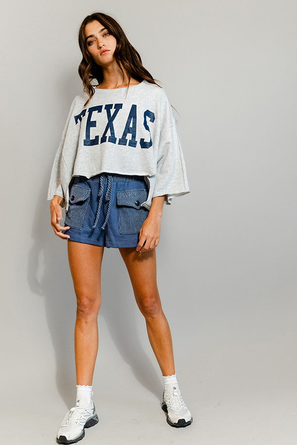 TEXAS Oversized Graphic Crop Top