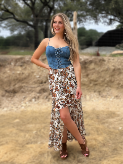 Ride 'Em Cowboy Mesh Maxi Skirt