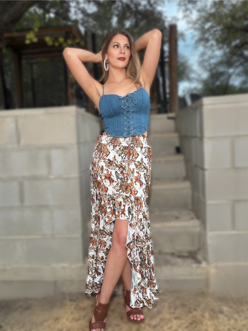 Ride 'Em Cowboy Mesh Maxi Skirt